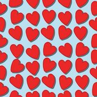 Pattern of many small red hearts on a blue background vector