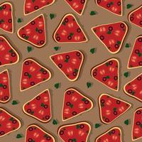 Pattern delicious fast food pizza margarita vector