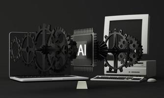 Artificial intelligence AI data mining, deep learning technologies. photo