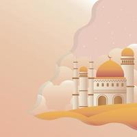 illustration of ramadan kareem,with mosque and clouds. premium vector background, banner, greeting card etc.