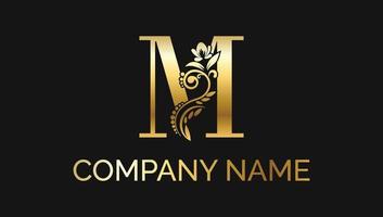 Letter M Luxury Decorative Alphabetic Golden ABC Monogram Logo vector