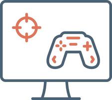 jugar juego en ordenador personal vector icono