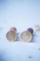 pretty wax coins for a vintage look for wedding or invitation decoration photo