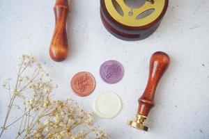 pretty wax coins for a vintage look for wedding or invitation decoration photo