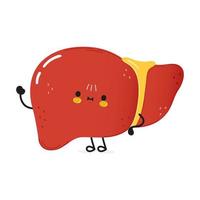 Cute funny liver waving hand character. Vector hand drawn cartoon kawaii character illustration icon. Isolated on white background. Liver character concept