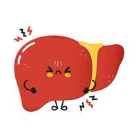 Cute angry liver character. Vector hand drawn cartoon kawaii character illustration icon. Isolated on white background. Sad liver character concept