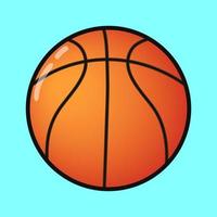 linda gracioso baloncesto. vector mano dibujado dibujos animados kawaii personaje ilustración icono. aislado en azul antecedentes. baloncesto pelota personaje concepto