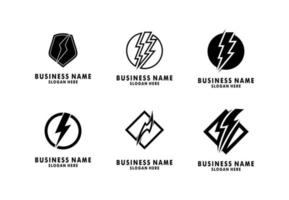 Set of Lightning logo icons. Thunderbolts vector isolated on white background