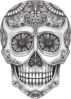 Art fancy skull day of the dead. Hand drawing and make graphic vector. vector