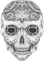 Art fancy skull day of the dead. Hand drawing and make graphic vector. vector