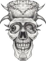 Art surreal skull. Hand drawing and make graphic vector. vector