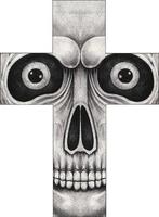 Art surreal skull cross. Hand drawing and make graphic vector. vector