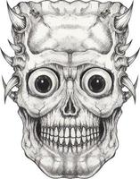 Art surreal skull. Hand drawing and make graphic vector. vector