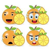 naranja emoticon y ilustración en blanco antecedentes vector
