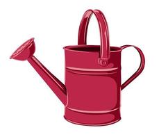 vector image of garden watering can in trend color 2023 viva magenta isolated on transparent background. garden tools for gardening, watering plants