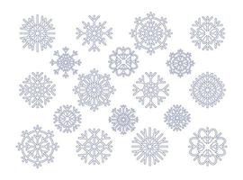 set of vector snowflakes isolated on white background