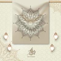 eid mubarak background with mandala for background, greeting card , poster vector