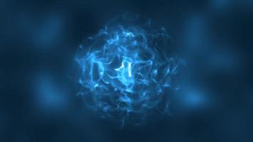 abstrakt Blau Energie runden Kugel glühend mit Partikel Wellen Hi-Tech Digital Magie abstrakt Hintergrund. Video 4k, 60 fps