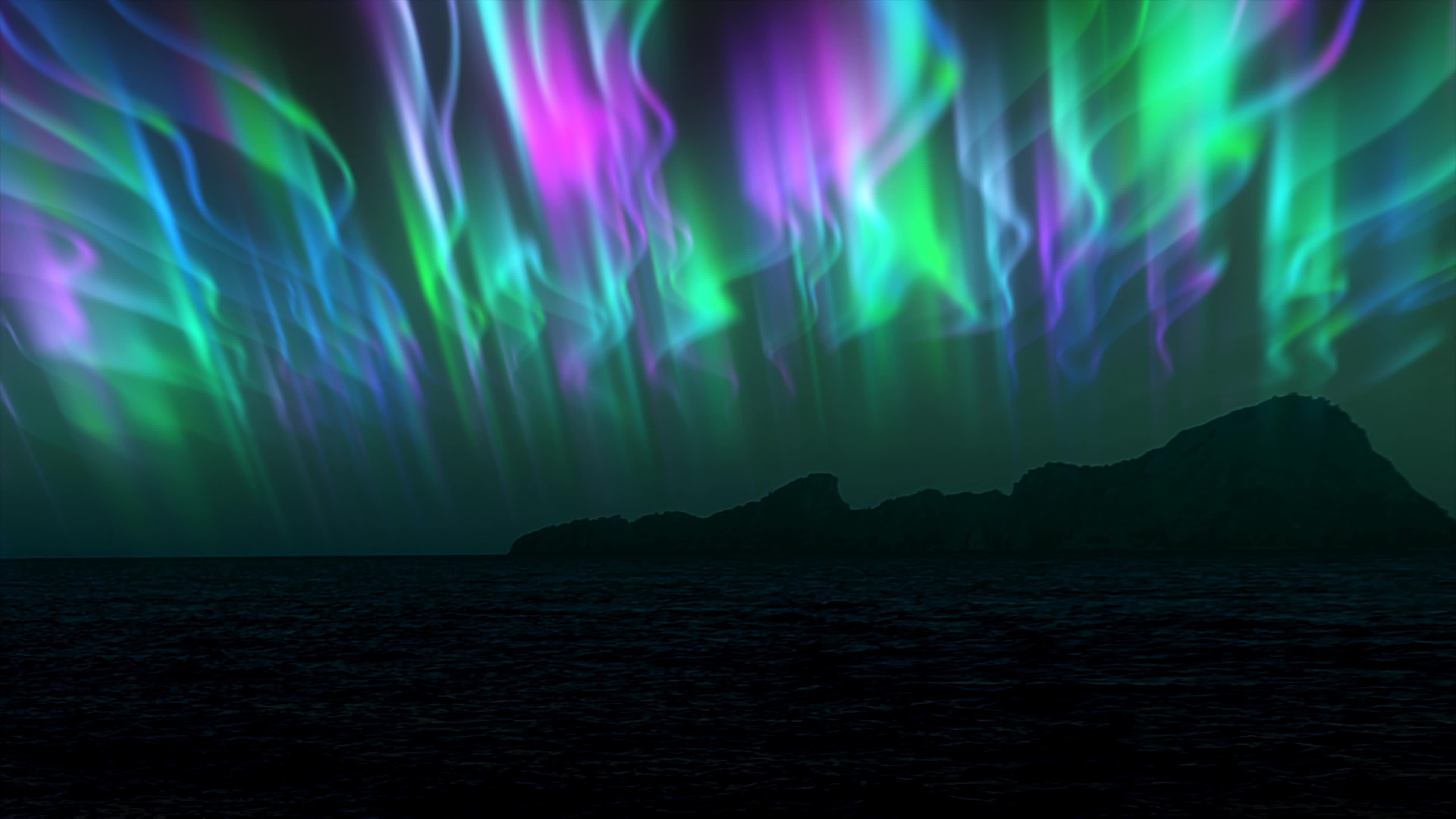 The abstract background of the multi colored northern lights and