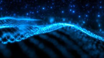 resumen azul olas líneas desde partículas y puntos de energético magia con resplandor efecto y difuminar bokeh resumen antecedentes. vídeo 4k, 60 60 fps video