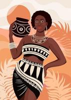 Beautiful ethnic African woman flat style portrait. Vector illustration