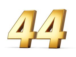 Golden metallic Number 44 Forty four, White background 3d illustration photo