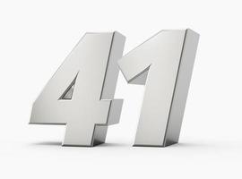 Silver 3d numbers 41 Forty one. Isolated white background 3d illustration photo