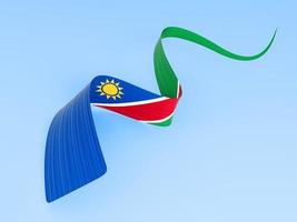 3d Flag of Namibia Country, 3d Wavy Ribbon isolated on blue Background, 3d illustration photo