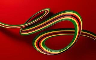 Waving ribbon or banner with flag of Zimbabwe on red. Template for independence day 3d illustration photo