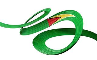 3d Flag Of Guyana Country, 3d Waving Green Ribbon Flag Isolated on White Background, 3d illustration photo