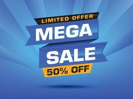 Promotion banner design, discount deal offer, marketing sales illustration with text Mega Sale. vector
