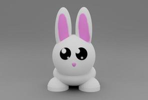 Cute easter Bunny minimal 3d illustration on white background. photo