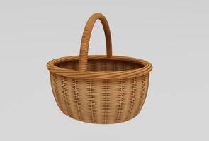 wooden Wicker basket 3d rendering on white background minimal 3d illustration photo