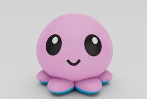 cute Cartoon Octopus Toy minimal 3d illustration on white background. photo