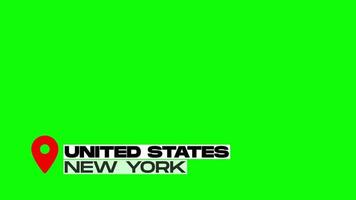 Unidos estados GPS ícone em verde fundo. Novo Iorque PIN rastreador em verde tela video