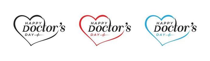 mundo, internacional o mundo contento del doctor día plano vector logo diseño, amor corazón doctores día