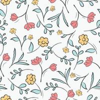 A seamless pattern with flowers and leaves. vector