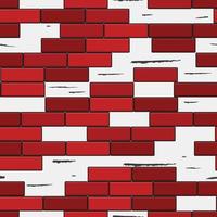 A red brick wall with a white stripe in the middle pattern background vector