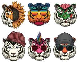 Tiger fashion set collection vector