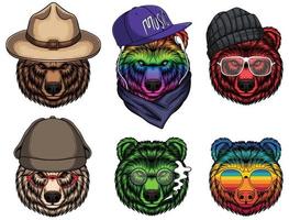Bear fashion set collection vector