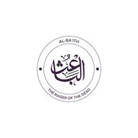 Allah's Name with meaning in Arabic Calligraphy Style vector