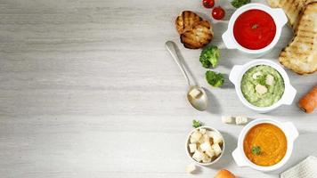 Tomato, Broccoli, and Carrot Soup, Top View photo