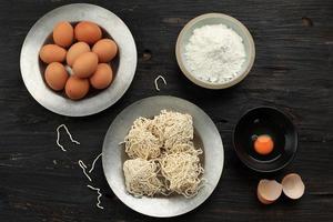 Asian Raw White Egg Noodle photo