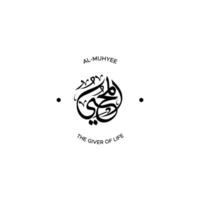 Allah's Name with meaning in Arabic Calligraphy Style vector