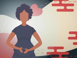 Pregnant girl Banner in Chinese style. Vector illustration.