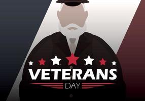 Veterans day banner with the wished military. Vector, cartoon style vector