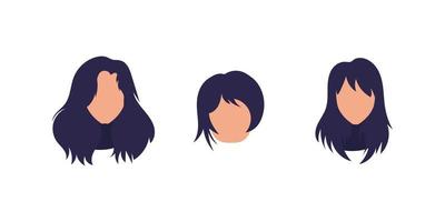 conjunto de caras mujer de diferente nacionalidades aislado. vector. vector