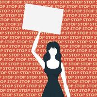 A cute girl is protesting with a banner. The concept of expressing thoughts, dissatisfaction and protests. Flat style. . vector