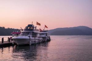 Beautiful sunset at sun moon lake in nantou, Taiwan photo