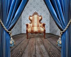 Vintage armchair with curtains photo